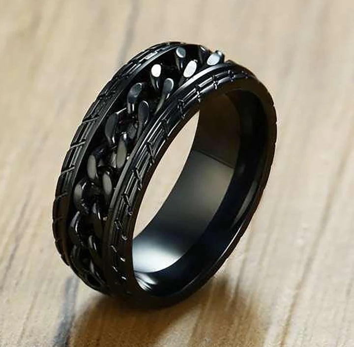 1PS/ VIRSL PLATIMIUM SPINNER RING FOR MENAND BOY -FASHION HIGH QUALITY (BLACK) SPPINER RINGS FOR MEN AND BOYS